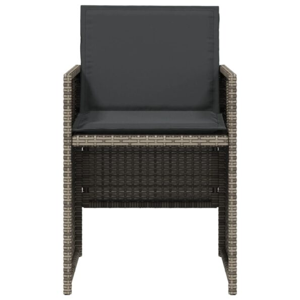 vidaXL Záhradné stoličky s vankúšmi 4 ks sivé polyratanové – Obrázok 5