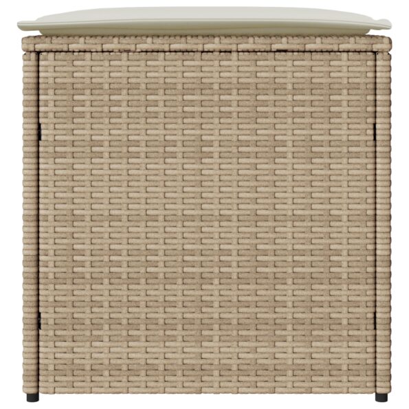 vidaXL Úložný box Béžový a krémovo-biely Ratanový efekt, Polyesterový vankúš – Obrázok 6