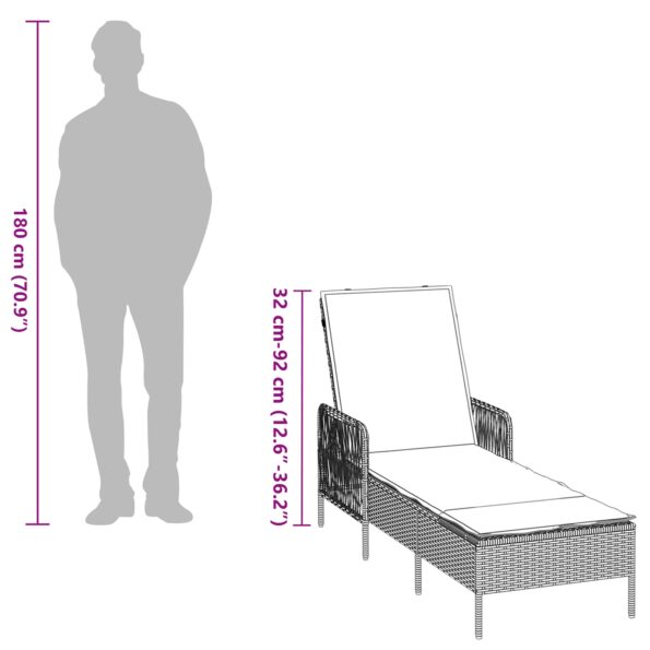 vidaXL slnečné lehátko hnedé a krémovo biele PE ratan 157 x 55 x 92 cm – Obrázok 13