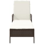 vidaXL slnečné lehátko hnedé a krémovo biele PE ratan 157 x 55 x 92 cm – Obrázok 6