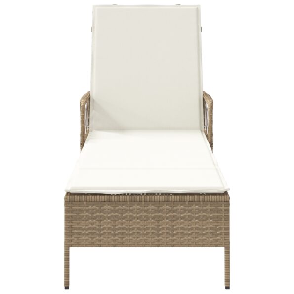 vidaXL slnečné lehátko béžové a krémové PE ratan 157 x 55 x 92 cm – Obrázok 6