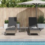 vidaXL Sada lehátok 3 ks Sivá a tmavosivá PE ratan UV-odolné materiály – Obrázok 4