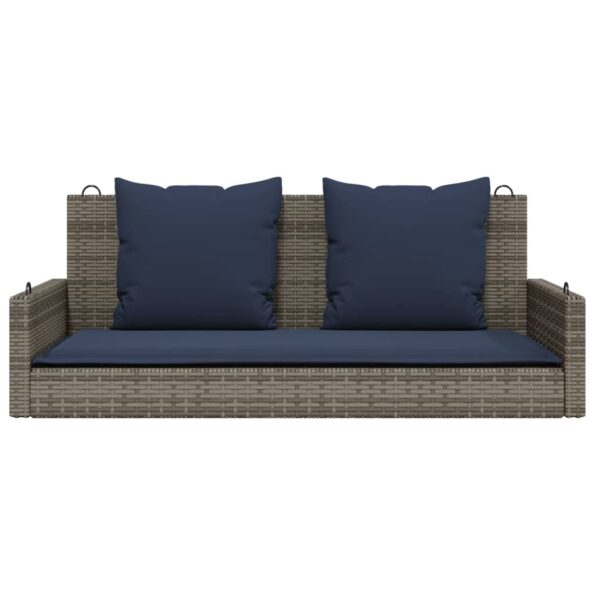 365633_4.jpg vidaXL Hojdacia lavica s vankúšmi, sivá 119x56x48 cm, polyratan – Obrázok 4