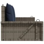 vidaXL Hojdacia lavica s vankúšmi, sivá 119x56x48 cm, polyratan – Obrázok 5