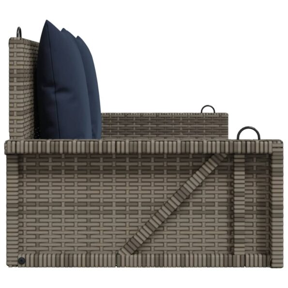 365633_5.jpg vidaXL Hojdacia lavica s vankúšmi, sivá 119x56x48 cm, polyratan – Obrázok 5