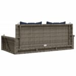 vidaXL Hojdacia lavica s vankúšmi, sivá 119x56x48 cm, polyratan – Obrázok 6