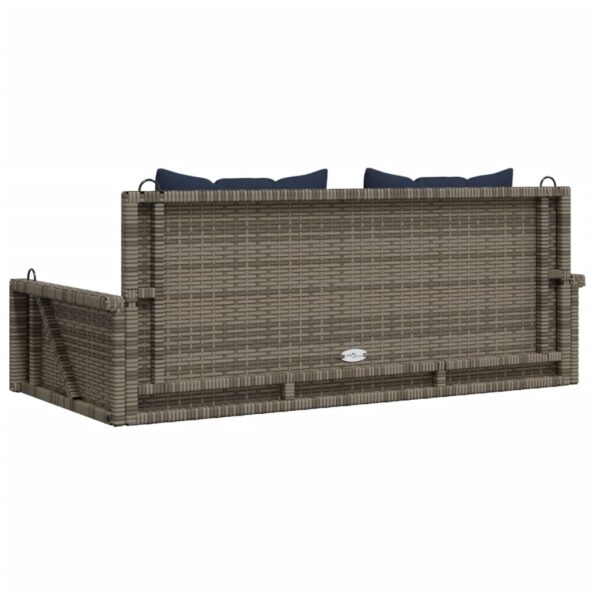 365633_6.jpg vidaXL Hojdacia lavica s vankúšmi, sivá 119x56x48 cm, polyratan – Obrázok 6