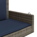 vidaXL Hojdacia lavica s vankúšmi, sivá 119x56x48 cm, polyratan – Obrázok 7