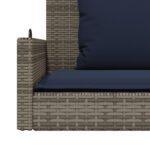vidaXL Hojdacia lavica s vankúšmi, sivá 119x56x48 cm, polyratan – Obrázok 8