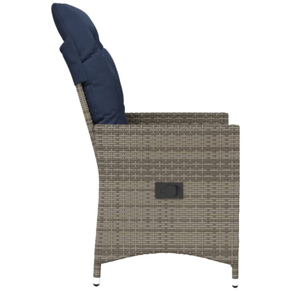 365642_5.jpg vidaXL Polohovacie záhradné kreslo s vankúšmi, sivé, polyratan – Obrázok 5