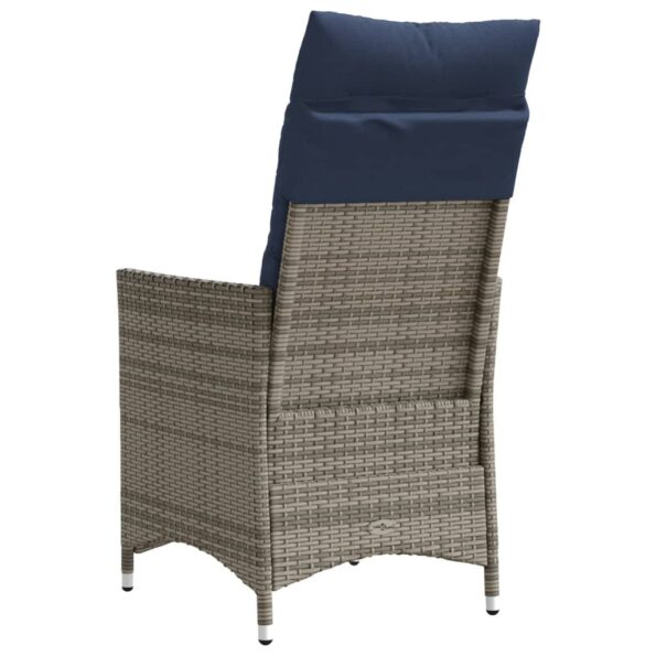 365642_6.jpg vidaXL Polohovacie záhradné kreslo s vankúšmi, sivé, polyratan – Obrázok 6