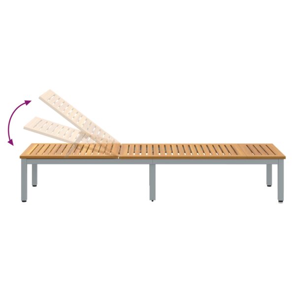 vidaXL Slnečné lehátko Grey 200x55x35 cm Masívne drevo akácia – Obrázok 12