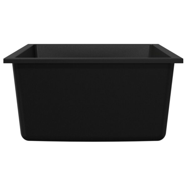 vidaXL Kuchynský drez s odtokom v čiernom granite – Obrázok 4