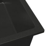 vidaXL Kuchynský drez s odtokom v čiernom granite – Obrázok 7