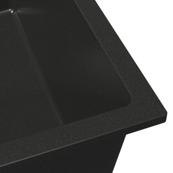 vidaXL Kuchynský drez s odtokom v čiernom granite – Obrázok 7