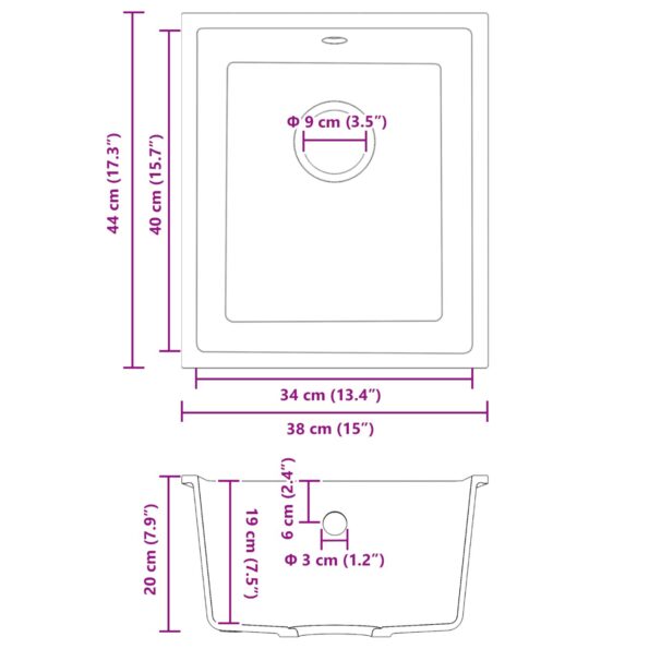 vidaXL Kuchynský drez s odtokom v čiernom granite – Obrázok 8