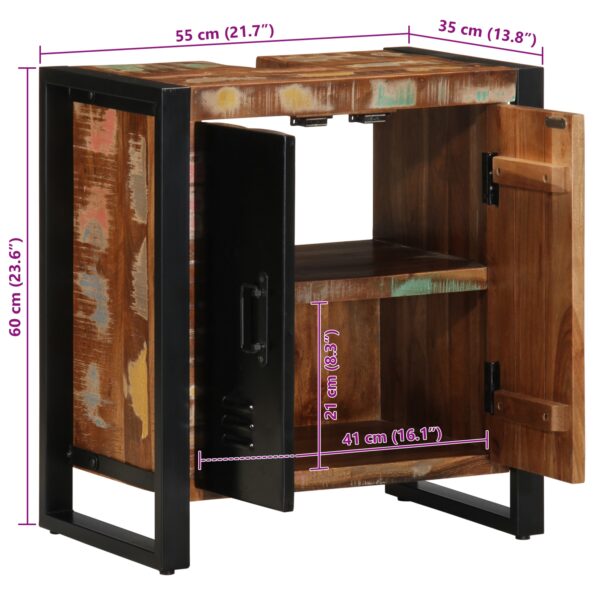 vidaXL kúpeľňová skriňa viacfarebná 55x35x60 cm z recyklovaného dreva – Obrázok 13