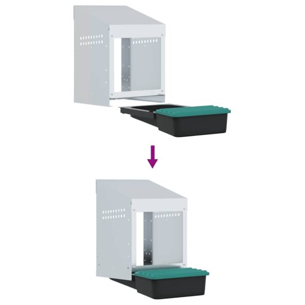 vidaXL Hniezdo pre sliepky, 1 priehradka, nástenné, pozinkovaná oceľ – Obrázok 8