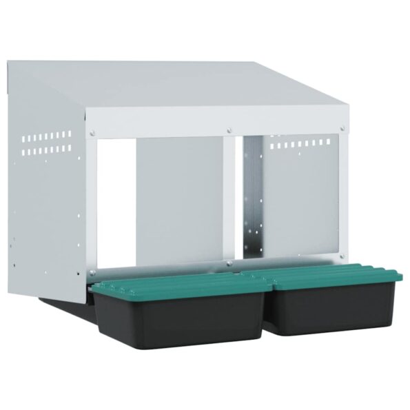 vidaXL Hniezdo pre sliepky s 2 priehradkami, nástenné, pozinkovaná oceľ – Obrázok 2