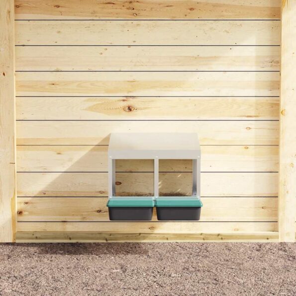 vidaXL Hniezdo pre sliepky s 2 priehradkami, nástenné, pozinkovaná oceľ – Obrázok 3