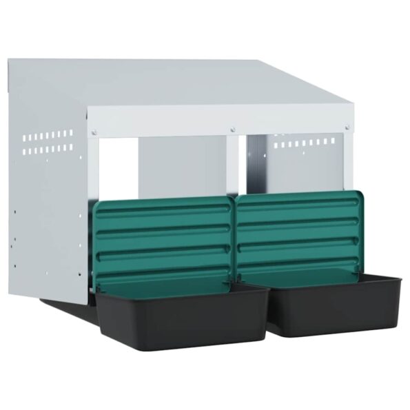 vidaXL Hniezdo pre sliepky s 2 priehradkami, nástenné, pozinkovaná oceľ – Obrázok 4