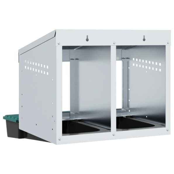 vidaXL Hniezdo pre sliepky s 2 priehradkami, nástenné, pozinkovaná oceľ – Obrázok 7