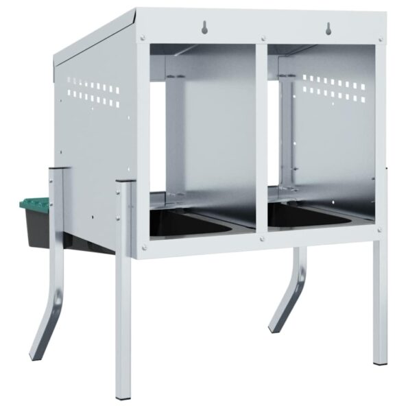 vidaXL Hniezdo pre kurčatá s 2 priehradkami a nohami, pozinkovaná oceľ – Obrázok 7