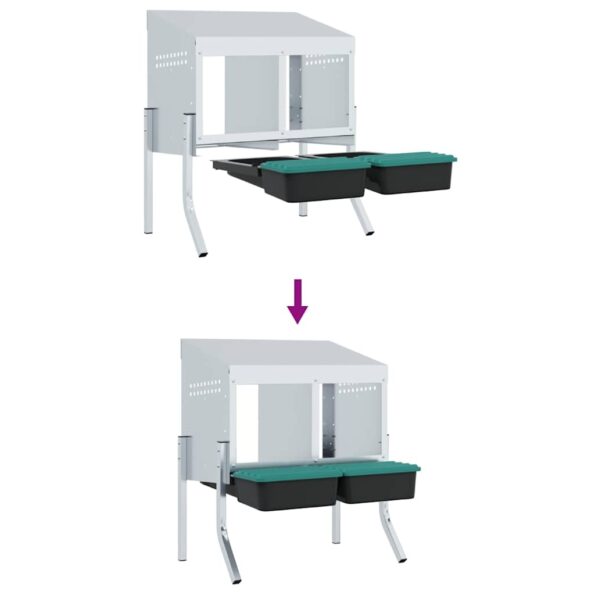 vidaXL Hniezdo pre kurčatá s 2 priehradkami a nohami, pozinkovaná oceľ – Obrázok 8