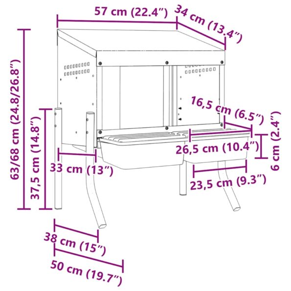 vidaXL Hniezdo pre kurčatá s 2 priehradkami a nohami, pozinkovaná oceľ – Obrázok 9