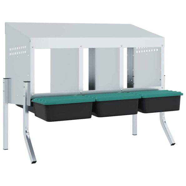 vidaXL Hniezdo pre kurčatá s 3 priehradkami a nohami, pozinkovaná oceľ – Obrázok 2