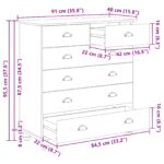 vidaXL Komoda 'ASKIM'91x40x95,5 cm Masívne drevo z borovice – Obrázok 11