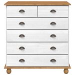 vidaXL Komoda "ASKIM" Biela 91x40x95,5 cm Masívne drevo borovica – Obrázok 6