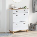 vidaXL Kabinet na topánky ASKIM Biela 85x35x108 cm masívna borovica