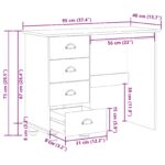 vidaXL Stôl "ASKIM" so zásuvkami Biela 95x40x75 cm Pevné drevo Borovica – Obrázok 11
