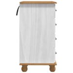 vidaXL Stôl "ASKIM" so zásuvkami Biela 95x40x75 cm Pevné drevo Borovica – Obrázok 7