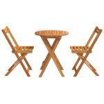 vidaXL 3-dielny skladací bistro set z akáciového dreva – Obrázok 7