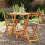 vidaXL 3-dielny skladací bistro set s vankúšmi z akáciového dreva