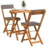 vidaXL 3-dielny skladací bistro set s vankúšmi z akáciového dreva – Obrázok 3