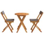 vidaXL 3-dielny skladací bistro set s vankúšmi z akáciového dreva – Obrázok 7