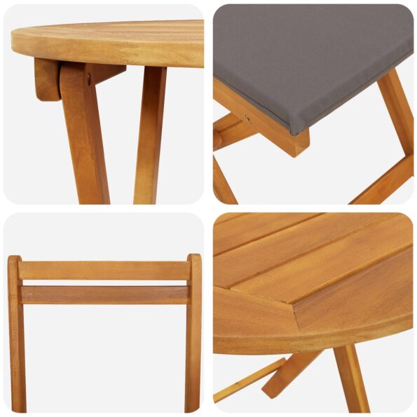 4105502_9.jpg vidaXL 3-dielny skladací bistro set s vankúšmi z akáciového dreva – Obrázok 9