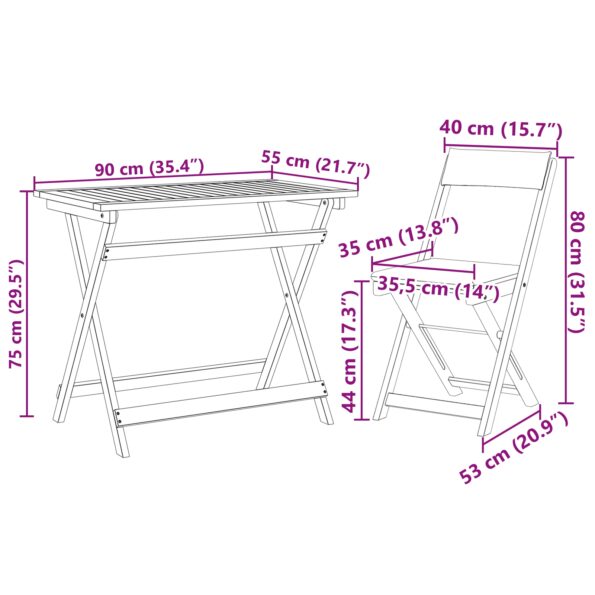 vidaXL 5-dielna skladacia bistro súprava s vankúšmi z masívu akácie – Obrázok 12