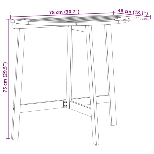vidaXL 3-dielny skladací bistro set s vankúšmi z masívneho akáciového dreva – Obrázok 13
