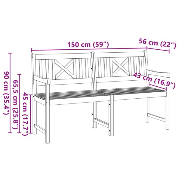 vidaXL Záhradná lavička 150x56x90 cm Pevné akáciové drevo – Obrázok 10