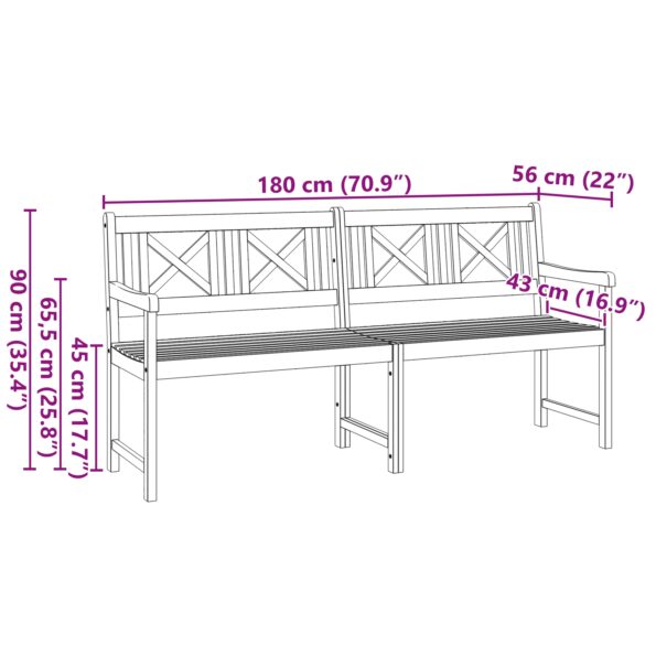 vidaXL Záhradná lavička 180x56x90 cm Masívne drevo akácie – Obrázok 10