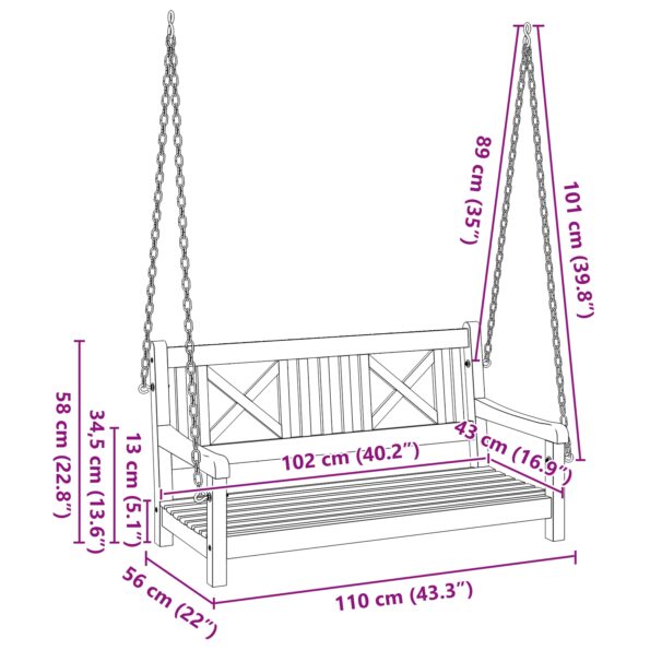 4105528_10.jpg vidaXL 2-miestna záhradná hojdačka 110x56x58 cm z masívneho akáciového dreva – Obrázok 10