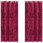 vidaXL Velúrové závesy 2 ks s okami Vínovočervené 245x140 cm – Obrázok 2