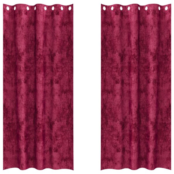 4107646_2.jpg vidaXL Velúrové závesy 2 ks s okami Vínovočervené 245x140 cm – Obrázok 2