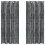 vidaXL zamatové závesy 2 kusy so srdcovými očkami sivé 260x140 cm – Obrázok 2