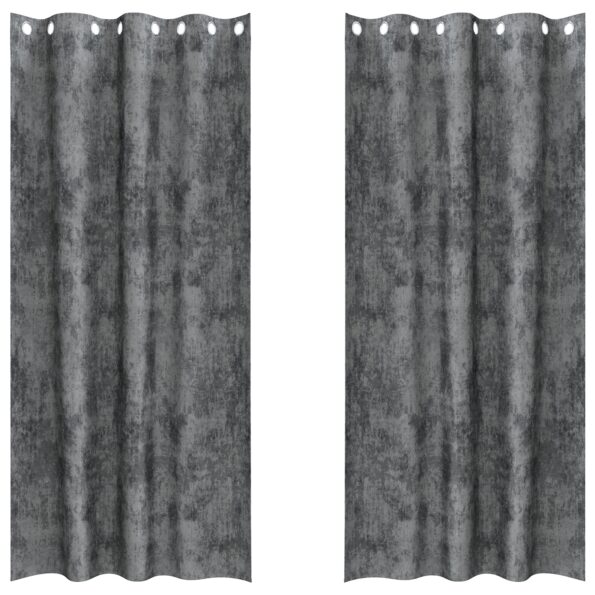 4107657_2.jpg vidaXL zamatové závesy 2 kusy so srdcovými očkami sivé 260x140 cm – Obrázok 2