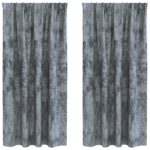 vidaXL Velvet Curtains 2 ks s očkami Strieborná šedá 175x140 cm – Obrázok 2